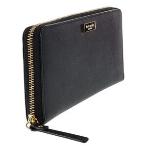 Kate Spade New York Black Laurel Way Zipper Zip Around Long Wallet NWT NEW